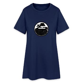 motif japonais "Fuji et Wave" - Robe T-shirt Femme - marine clair - Devant