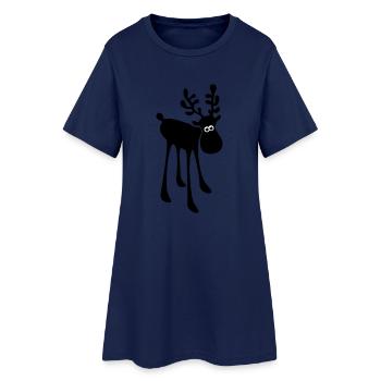 Moose reindeer antlers Christmas Rudolf - Women’s T-Shirt Dress - light navy - Front