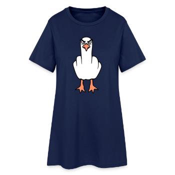 Mouette majeur insulte doigt puant vilain - Robe T-shirt Femme - marine clair - Devant