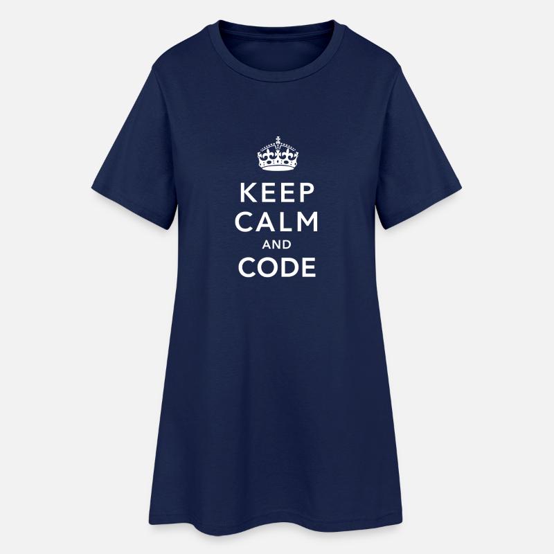 CALM DOWN AND CODE - Robe T-shirt Femme - marine clair