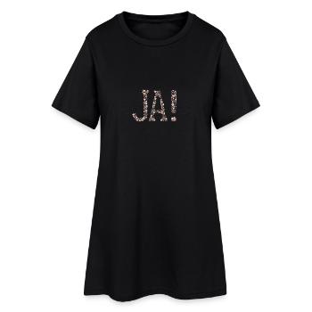 ja - Frauen T-Shirt-Kleid - Schwarz - Vorne