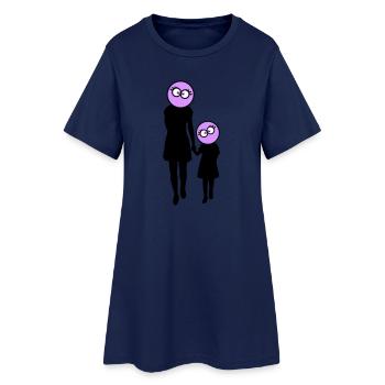 Silhouette familiale Chers enfants Parents Maman Papa - Robe T-shirt Femme - marine clair - Devant