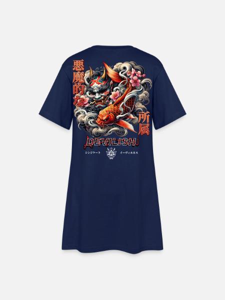 Devilish Hannya Art - Frauen T-Shirt-Kleid - Light Navy