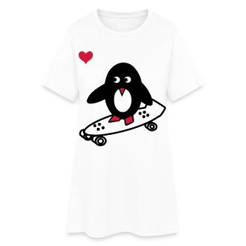 pingouin avec le skate-board - Robe T-shirt Femme - blanc - Devant