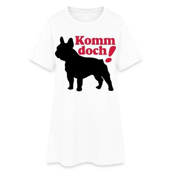 Französische Bulldogge , French Bulldog ,Komm.(25) - Frauen T-Shirt-Kleid - Weiß - Vorne