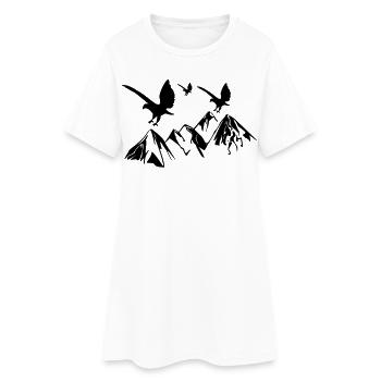 Les oiseaux volent au-dessus des montagnes - Robe T-shirt Femme - blanc - Devant