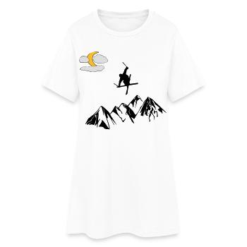 Montagne avec freestyle ski - Robe T-shirt Femme - blanc - Devant
