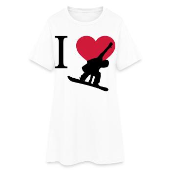 I Love Snowboarding - Frauen T-Shirt-Kleid - Weiß - Vorne