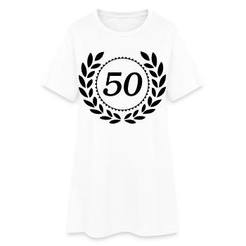 50.Geburtstag ,50 Jahre Jubiläum Lorbeerkranz (25) - Frauen T-Shirt-Kleid - Weiß - Vorne