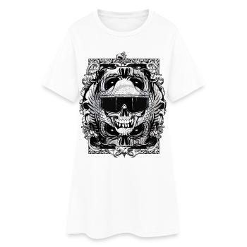 Totenkopf | Tattoo | Totenschädel | Biker - Frauen T-Shirt-Kleid - Weiß - Vorne