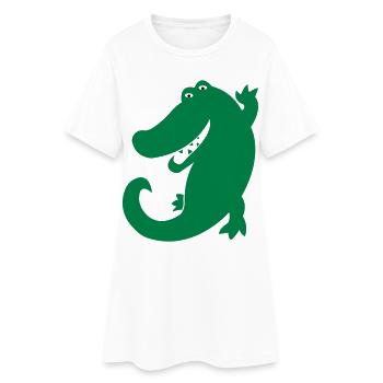 krokodil - Frauen T-Shirt-Kleid - Weiß - Vorne