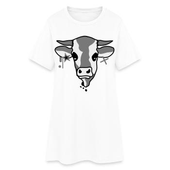 La tête d'une vache - Robe T-shirt Femme - blanc - Devant