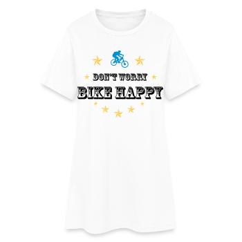Don't worry bike happy - Frauen T-Shirt-Kleid - Weiß - Vorne