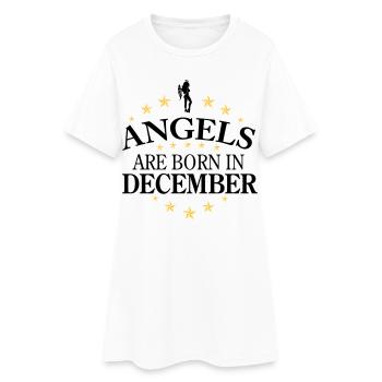 Angels December - Frauen T-Shirt-Kleid - Weiß - Vorne