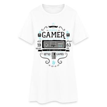 Gamer Rétro Vintage 1983 8bit Console Flipper Nerd - Robe T-shirt Femme - blanc - Devant