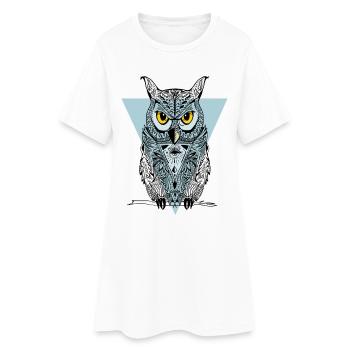 Hibou Triangle Illuminati Yeux d’oiseau Fantaisie gothique - Robe T-shirt Femme - blanc - Devant