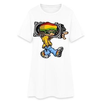 Reggae boy and radio - Frauen T-Shirt-Kleid - Weiß - Vorne