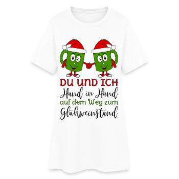 Glühwein - Du und Ich Hand in Hand Glühweinstand  - Frauen T-Shirt-Kleid - Weiß - Vorne