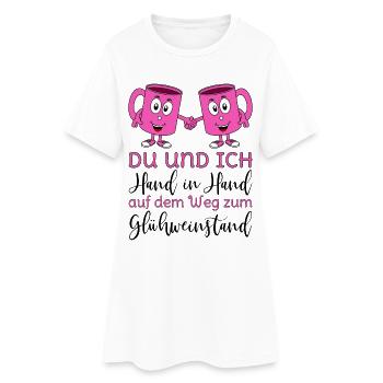 Glühwein Du und Ich Hand in Hand Glühweinstand - Frauen T-Shirt-Kleid - Weiß - Vorne