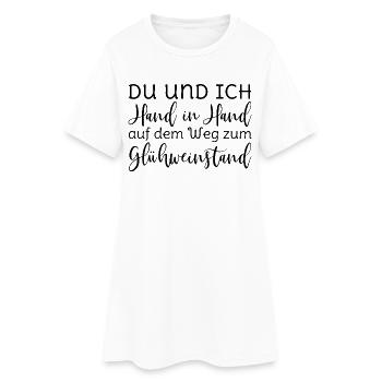 Glühwein - Du und ich Hand in Hand Glühweinstand - Frauen T-Shirt-Kleid - Weiß - Vorne