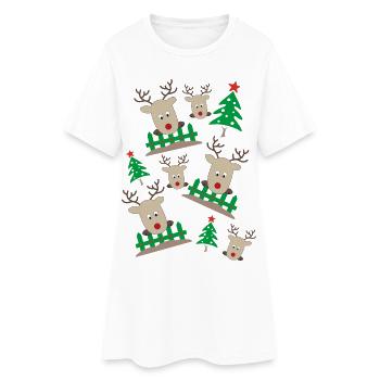 Weihnachten - Frauen T-Shirt-Kleid - Weiß - Vorne