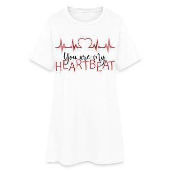 Tu es mon battement de cœur, battement de cœur - Robe T-shirt Femme - blanc - Devant