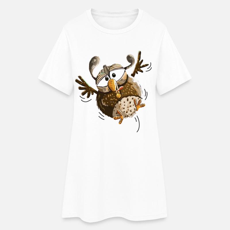 Flatternde Eule im Tiefflug - Eulen - Lustig - Frauen T-Shirt-Kleid - Weiß