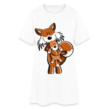 Fuchs mit Babyfuchs - Comic- Geschenk - Kinder - Frauen T-Shirt-Kleid - Weiß - Vorne