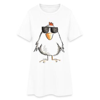 Poulet avec des lunettes de soleil cool - coq - oie - Robe T-shirt Femme - blanc - Devant