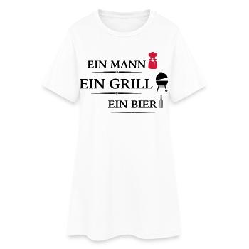 Grill - Frauen T-Shirt-Kleid - Weiß - Vorne
