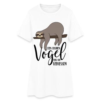 Faultier Spruch Den frühen Vogel hab ich gefressen - Robe T-shirt Femme - blanc - Devant