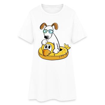 Chien en vacances avec la baignade - Robe T-shirt Femme - blanc - Devant