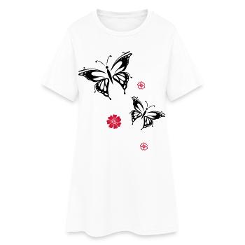 papillons fleurs fleurs insectes été - Robe T-shirt Femme - blanc - Devant