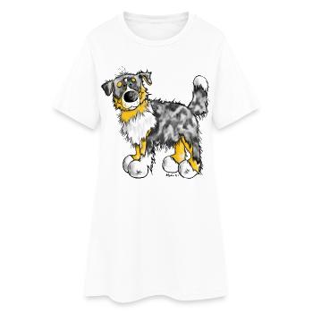 Aussie - Australian Shepherd - Hund - Dog - Frauen T-Shirt-Kleid - Weiß - Vorne
