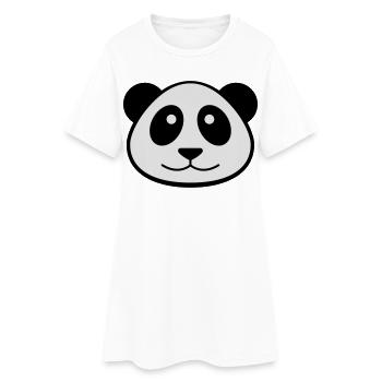 Panda Face - Frauen T-Shirt-Kleid - Weiß - Vorne