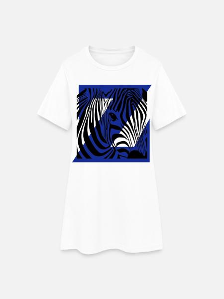 Zebra-Mix - Frauen T-Shirt-Kleid - Weiß