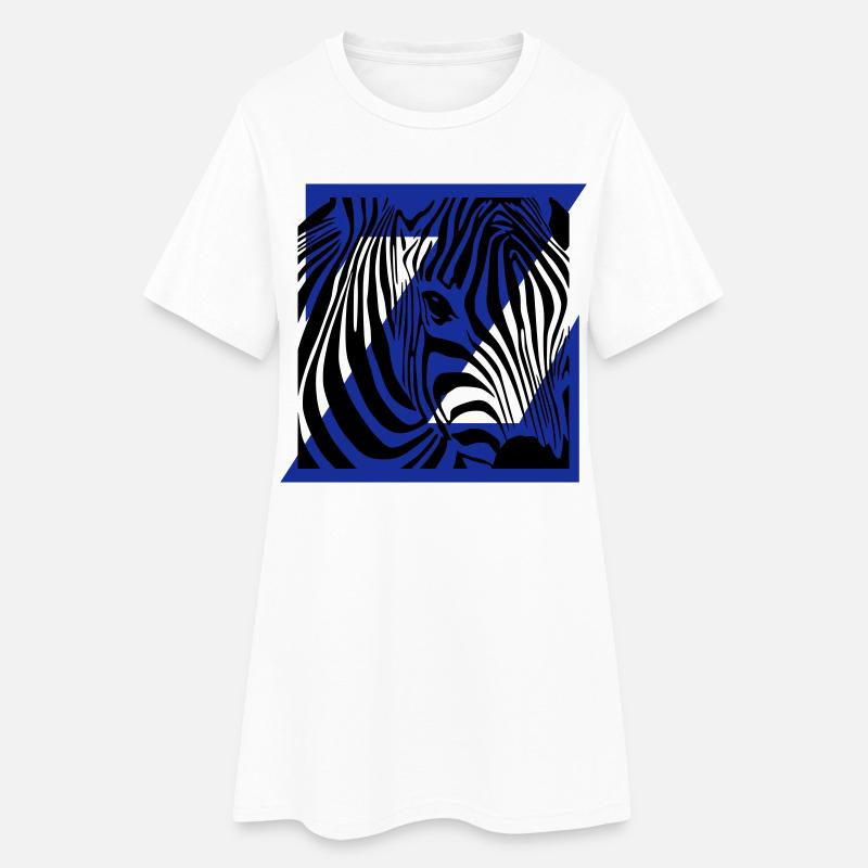 Zebra-Mix - Frauen T-Shirt-Kleid - Weiß
