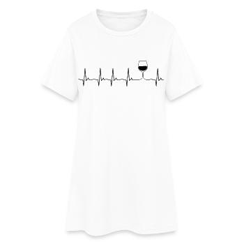 Wein Herzschlag EKG - Elegantes Weinglas Design - Frauen T-Shirt-Kleid - Weiß - Vorne
