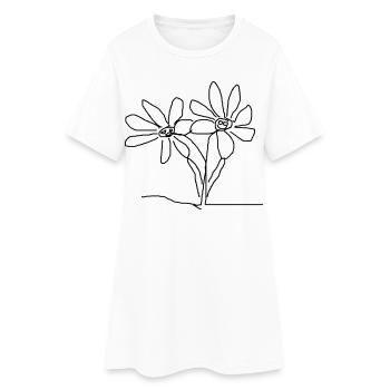Blumen Abstrakter Geometrie Druckdesign - Frauen T-Shirt-Kleid - Weiß - Vorne