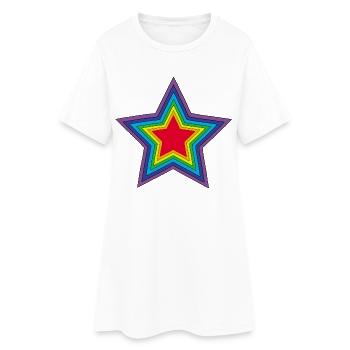 Etoile arc-en-ciel - Robe T-shirt Femme - blanc - Devant