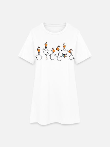 Crazy Chickens - poule - poluets - coq - Robe T-shirt Femme - blanc