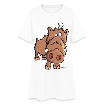 Sanglier - Porc - Cochon - Robe T-shirt Femme - blanc - Devant