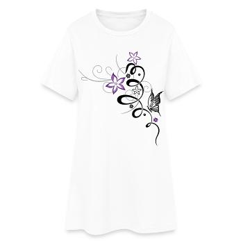 Ornament with butterfly and flowers - Women’s T-Shirt Dress - white - Front