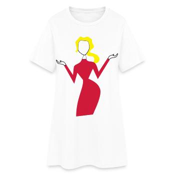 frau - Frauen T-Shirt-Kleid - Weiß - Vorne