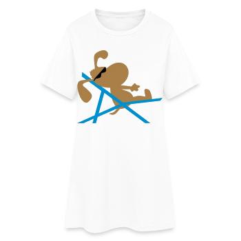 hund - Frauen T-Shirt-Kleid - Weiß - Vorne