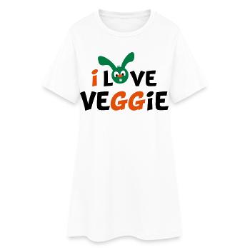 vegetarier - Frauen T-Shirt-Kleid - Weiß - Vorne