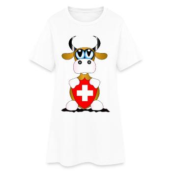 Kuh Schweiz - Frauen T-Shirt-Kleid - Weiß - Vorne