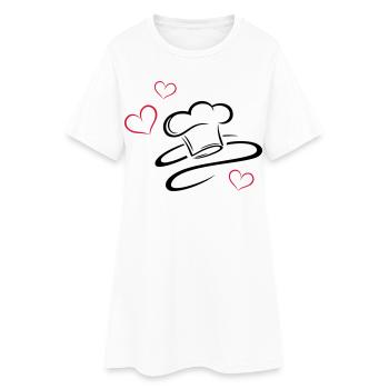 Cuisinier, logo, chapeau de chef avec trois coeurs - Robe T-shirt Femme - blanc - Devant