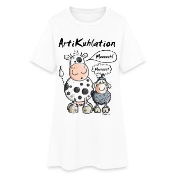 ArtiKuhlation - Kuh - Frauen T-Shirt-Kleid - Weiß - Vorne