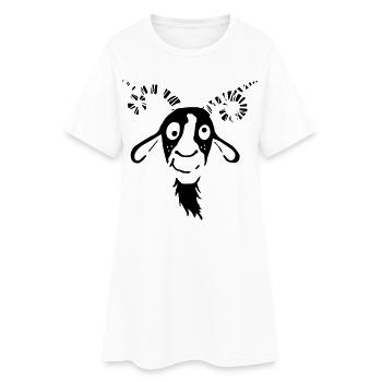 Witzige Ziege - Frauen T-Shirt-Kleid - Weiß - Vorne